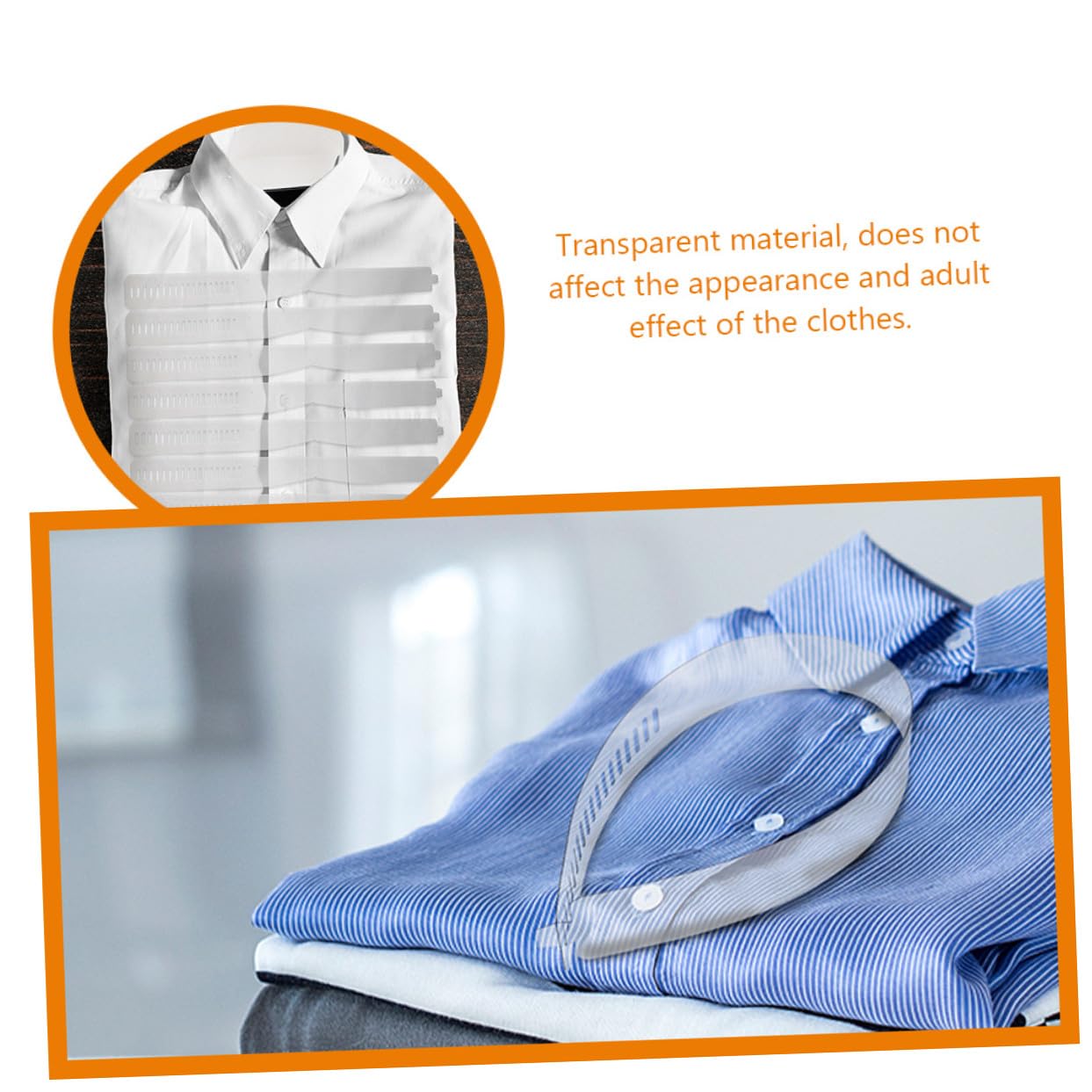 TOYANDONA Bandes de Col Transparentes en Plastique Pvc 60 Pièces 47x3,5cm pour Chemises, Support Solide Qui Ne Déforme Pas, pour Adultes en Tenue Formelle