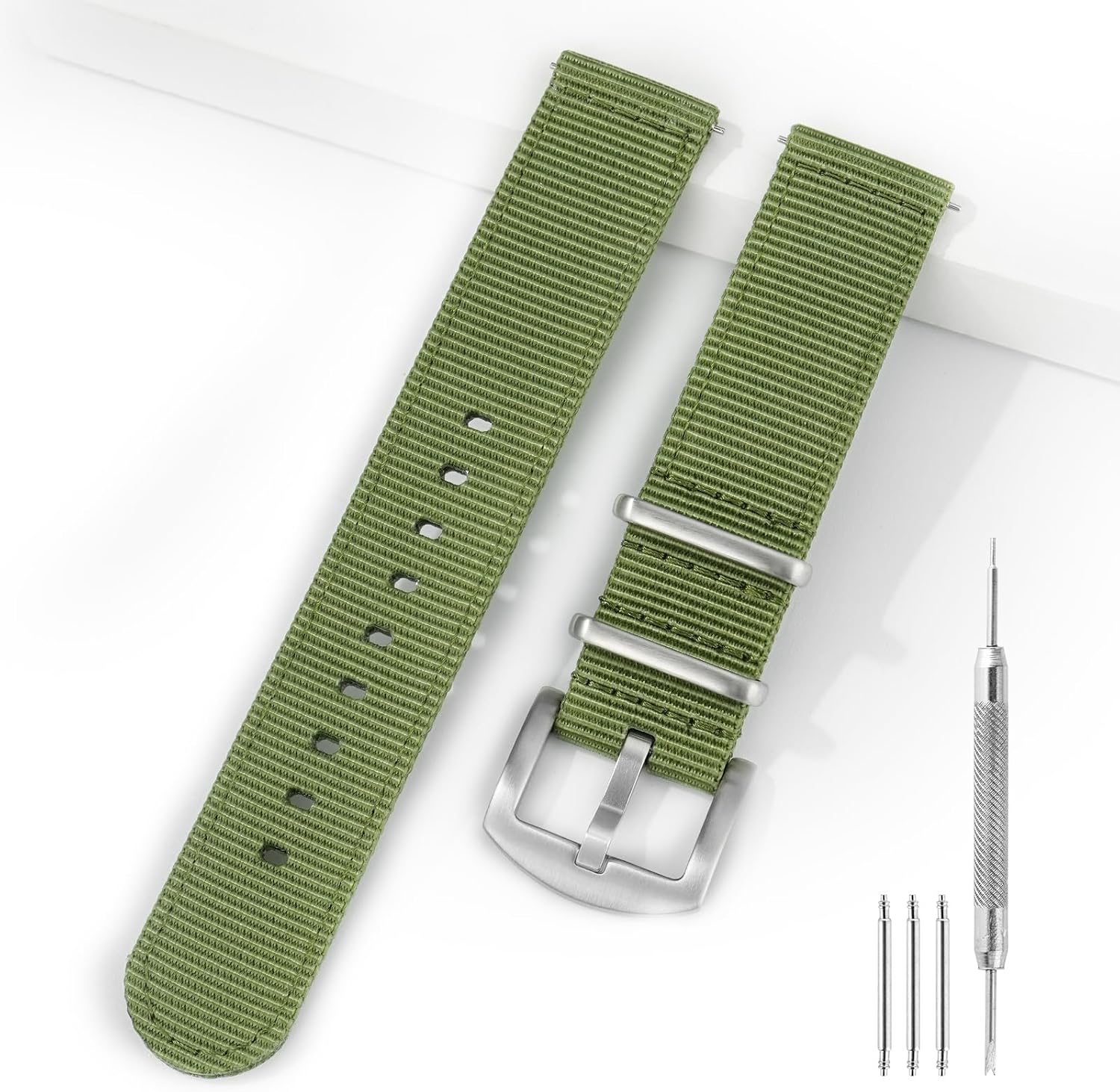 TACTICAL FROG 18 mm 20 mm 22 mm Fast Release Nylon Watch band with Stainless Steel Buckle, Two-Piece Waterproof Nylon Watch Strap for Men and Women