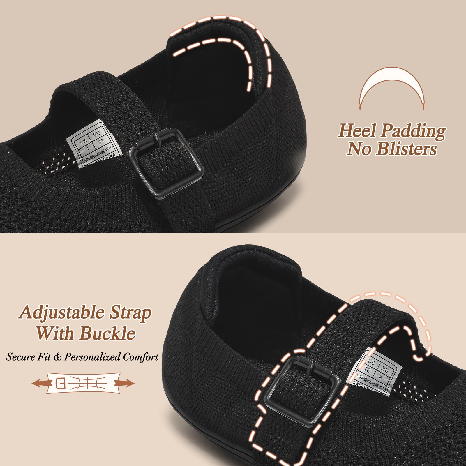 Wizshoe Bailarinas Barefoot Mujer Zapatos Planos de Verano Ligeros y Cómodos con Punta Redonda Bailarina de Punto con Correa y Hebilla 37–42EU