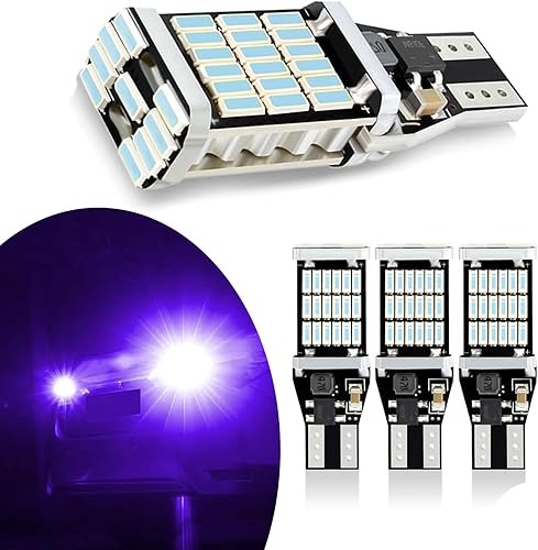 ZBGUN 4 luces de decodificación de coche T15 sin escalones de alto brillo, 4014 45SMD 6000k-6500k 12V impermeable 360 iluminación intermitente,