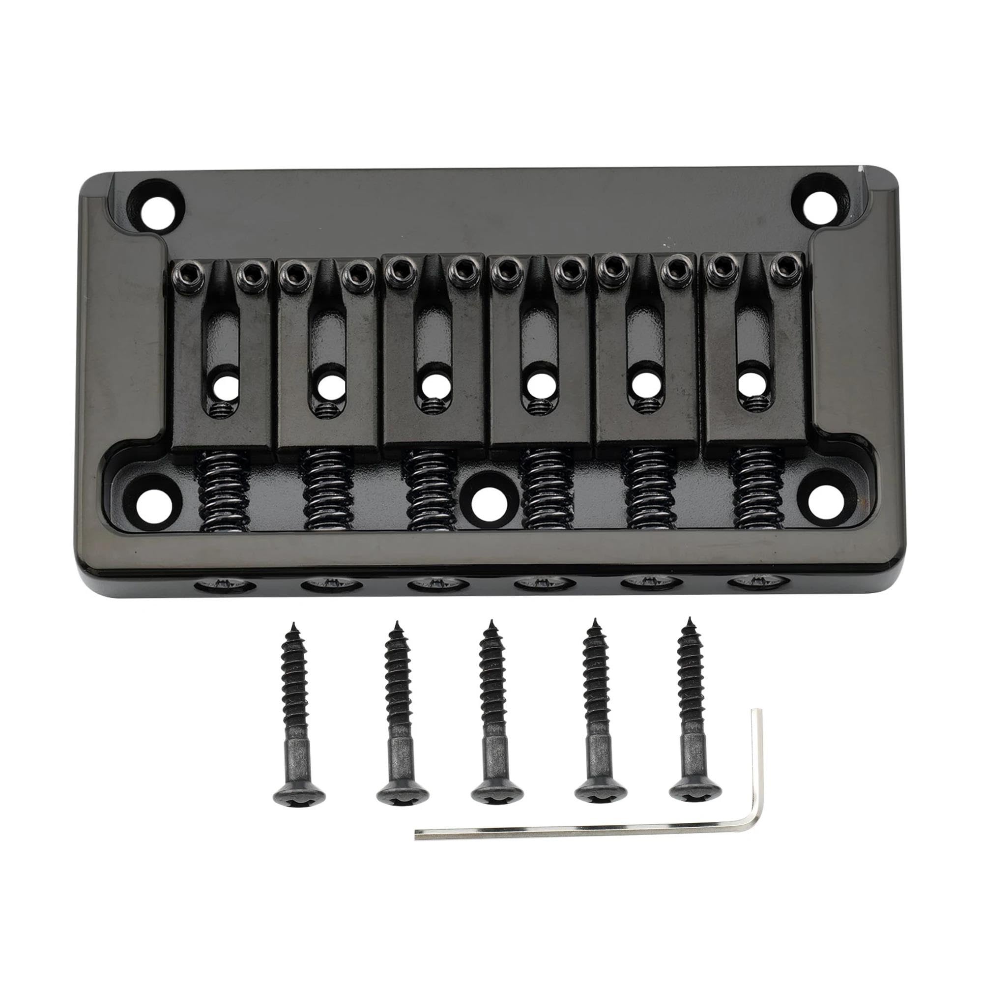 Professionale Ponte Per Chitarra Ponte Rigido Non Tremolo Completamente In Ottone Massiccio Con Spaziatura Di 52,5 Mm Per Parti Ricambio Chitarra A 6 Corde(Black)