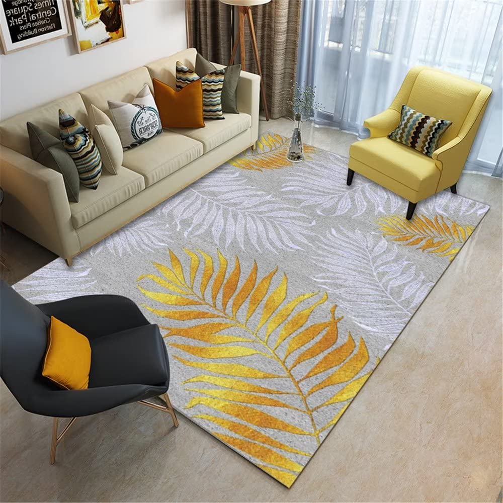 Tapis lavable en machine jaune 40x60cm pour salon propre et doux