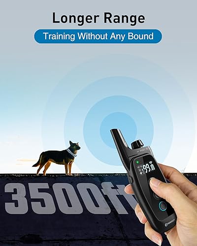 Miniatura 5 de ABBIDOT Collar de choque de 3300 pies con 151 niveles (para perros de 5 a 130 libras)  Collar de entrenamiento para perros  Collar E impermeable con