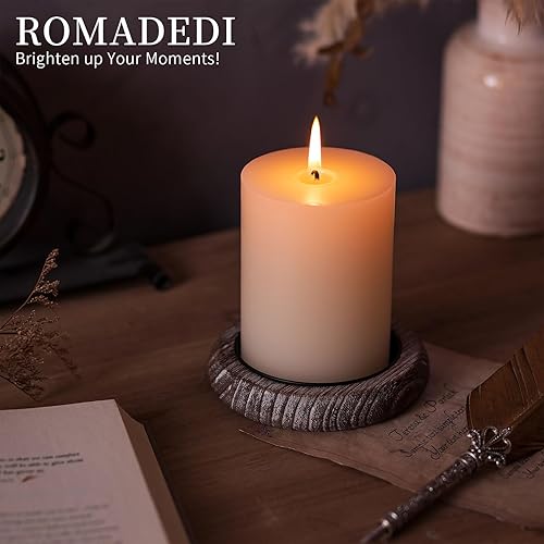 Miniatura 2 de Romadedi Portavelas de madera para decoración de granja, portavelas de pilar para centro de mesa, bandeja pequeña, juego de 4 soportes redondos de