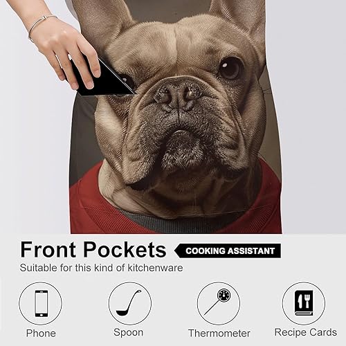 Miniatura 5 de MUSM Apron for Adults - 27.6 X 31.5 Inch, Heavy-Duty Polyester Aprons with Two Large Pockets, Waterproof Wearing Short Sleeves Kitchen Apron for