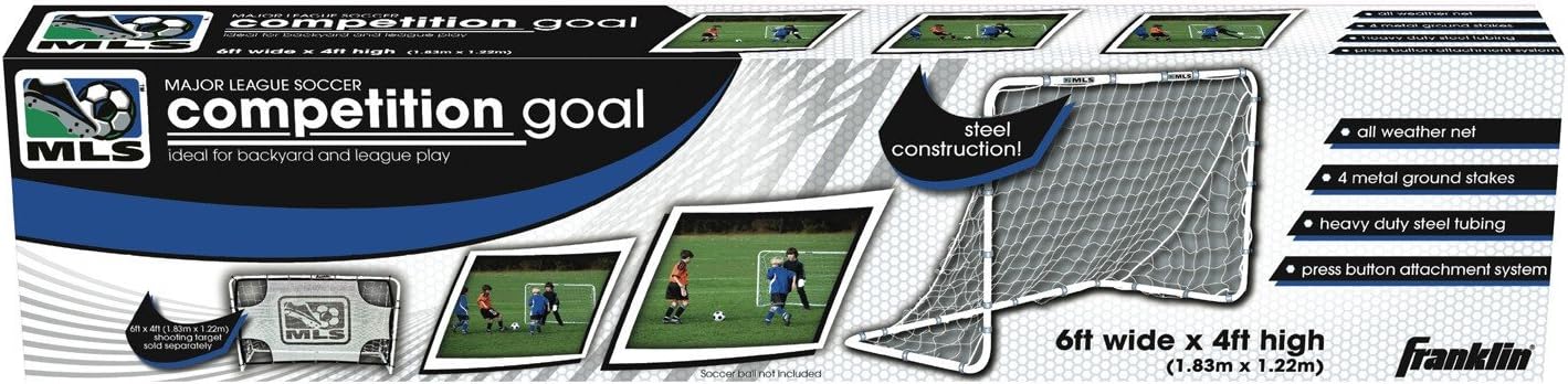 Franklin Sports Competition Soccer Goals - Backyard Portable Steel Soccer Goals - Adult + Youth Soccer Goal with Net + Ground Stakes Included - Multiple Sizes + Colors