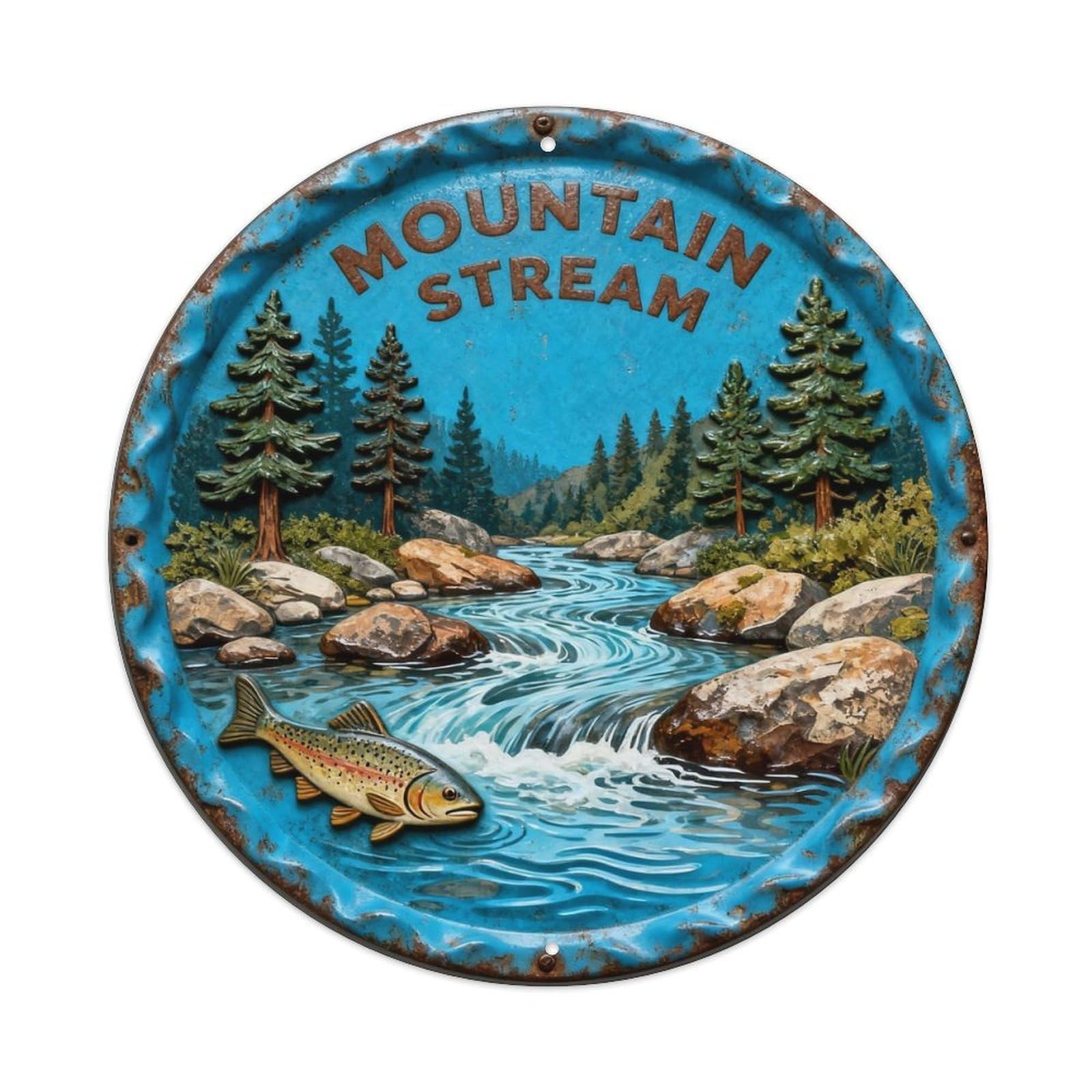 Mountain Stream Metal Tin Sign Plaque