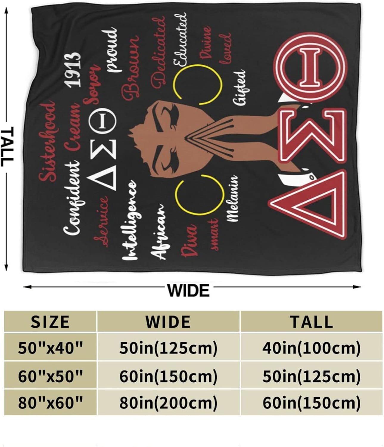 Sorority Gifts Paraphernalia Throw Blanket for Women, Ultra-Soft Cozy Flannel Fleece Throw Blankets for Sofa Bed, Quilt Durable Home Decor Blanket for All Seasons (60"x50")