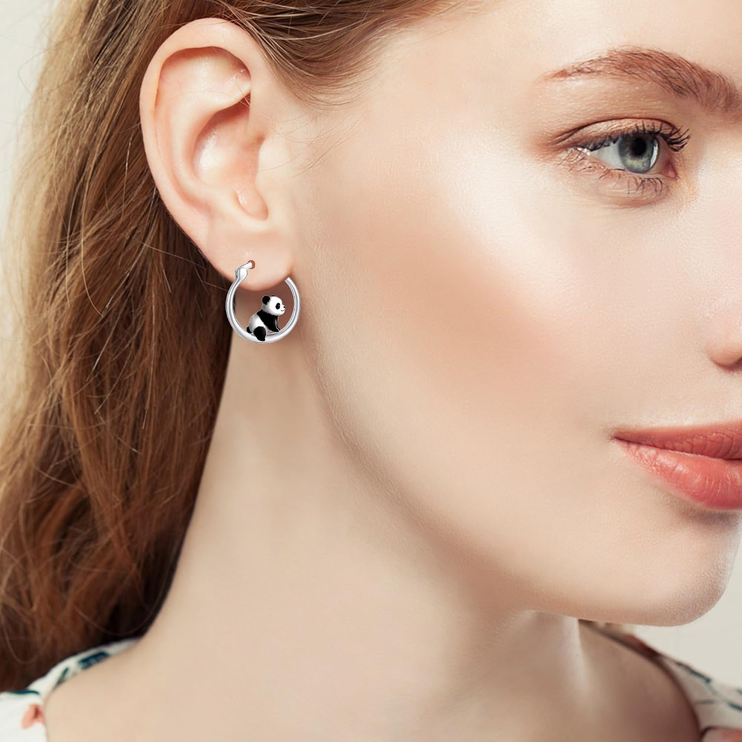 Shamrock/Black Wolf/Cat/Panda/Turtle/Highland Cow/Red Cardinal Hoop Earrings 925 Sterling Silver Cute Animal Jewelry Gifts for Women