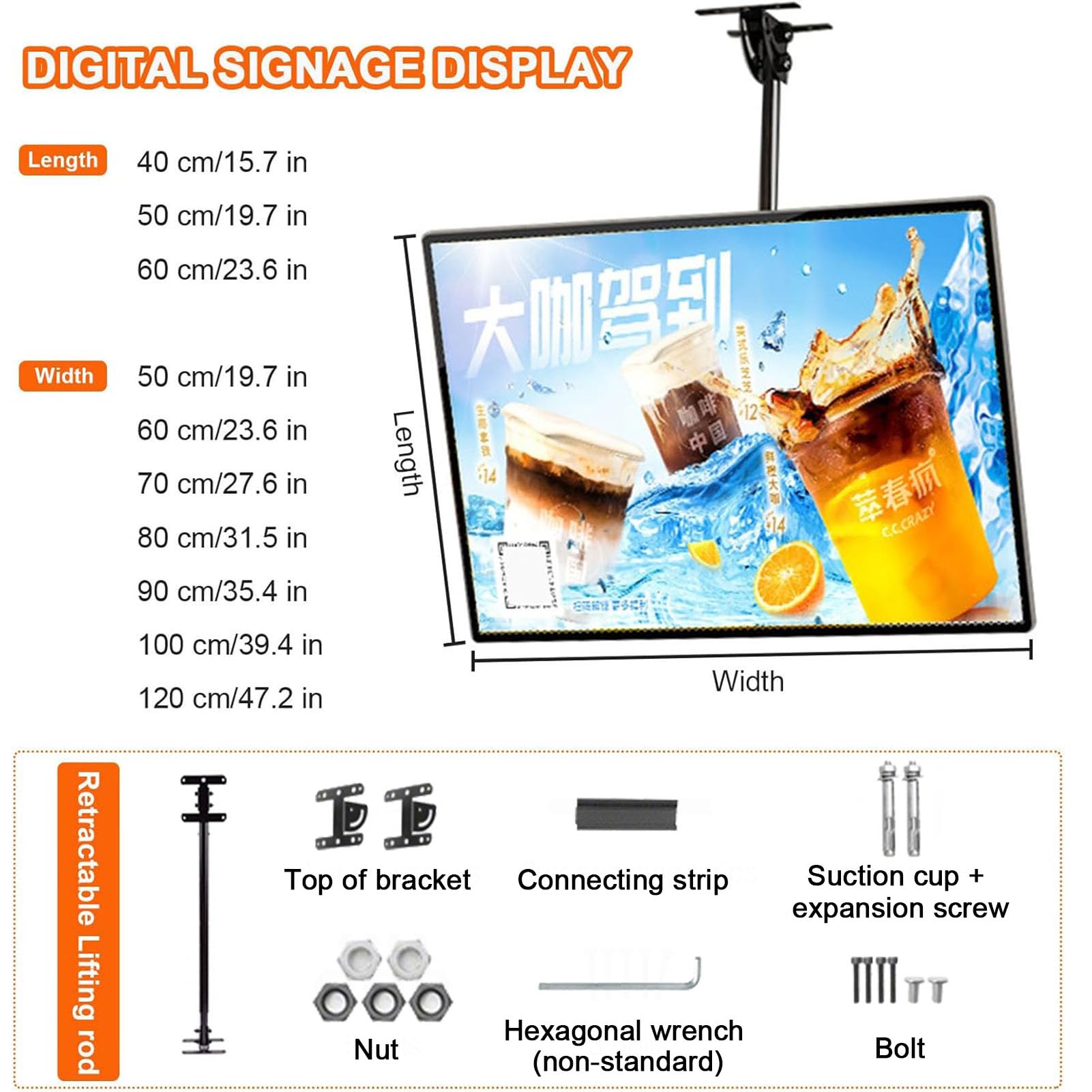 Light Box Billboard, Slim Snap Frame LED Caja De Luz Publicitaria, Montado En La Pared 3D Tablero De Menú, Aluminio Restaurante Tablero Signo para Tiendas De Restaurantes, Cafeterías