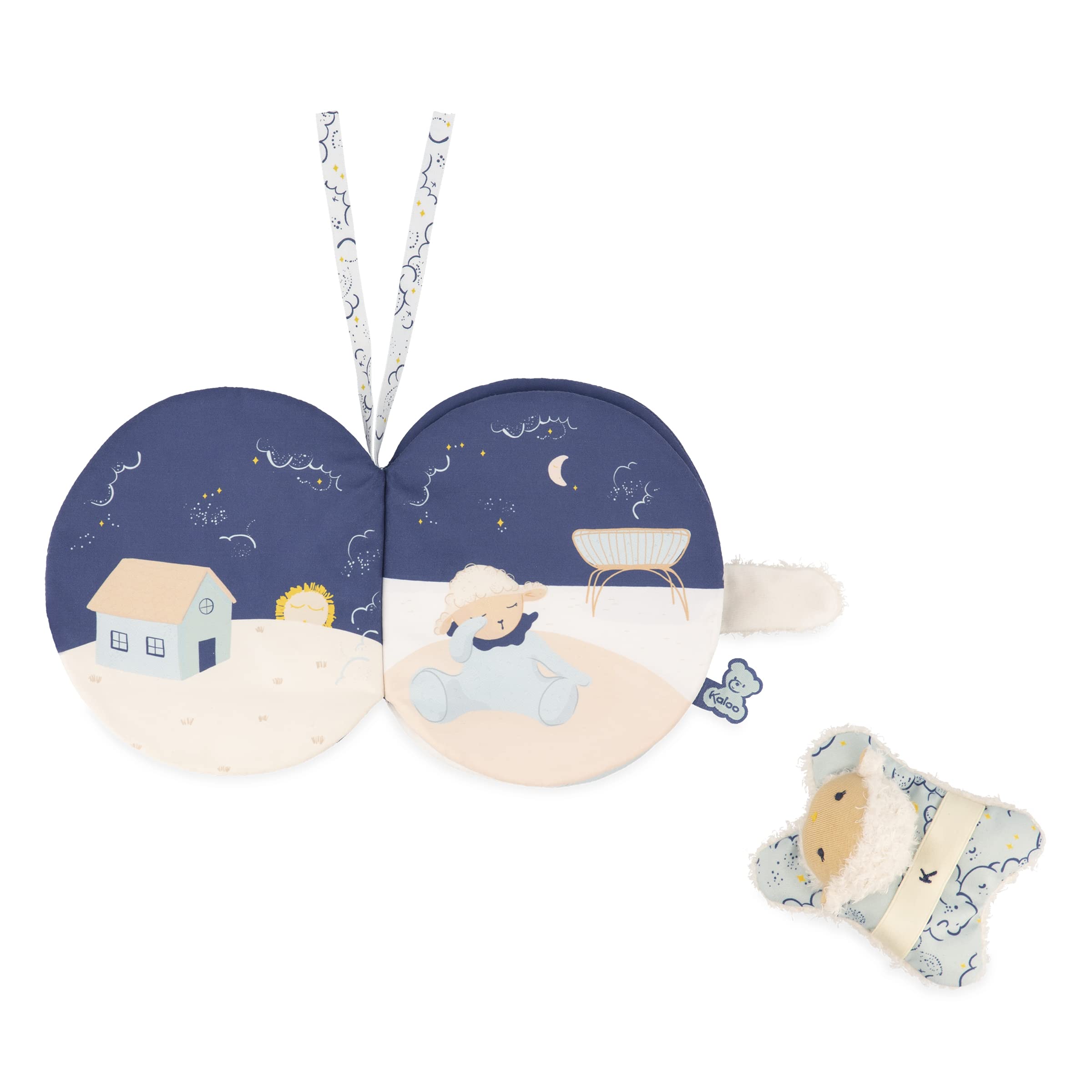 KALOO - Doux Sommeil - Primo Cofanetto Nascita per Addormentare Il Neonato - Libro + Mini Peluche Pecorella + Maxi Coperta Fasciante per Neonato 1 Metro - dalla Nascita, K221008