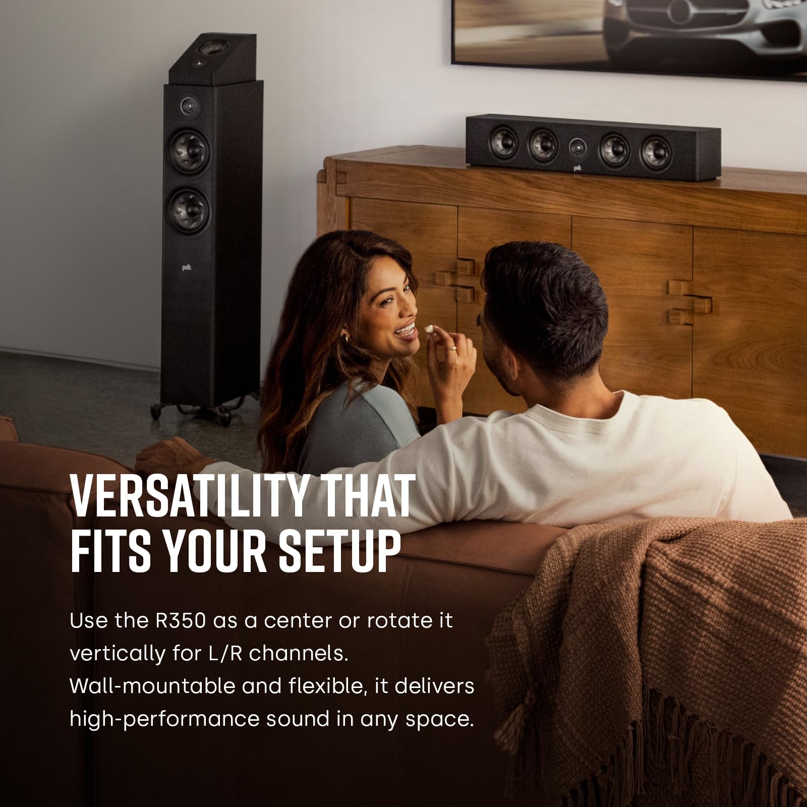 Polk Audio Reserve Series R350 Slim Center Channel Loudspeaker, Doubles as Left/Right Surround Speaker, 1