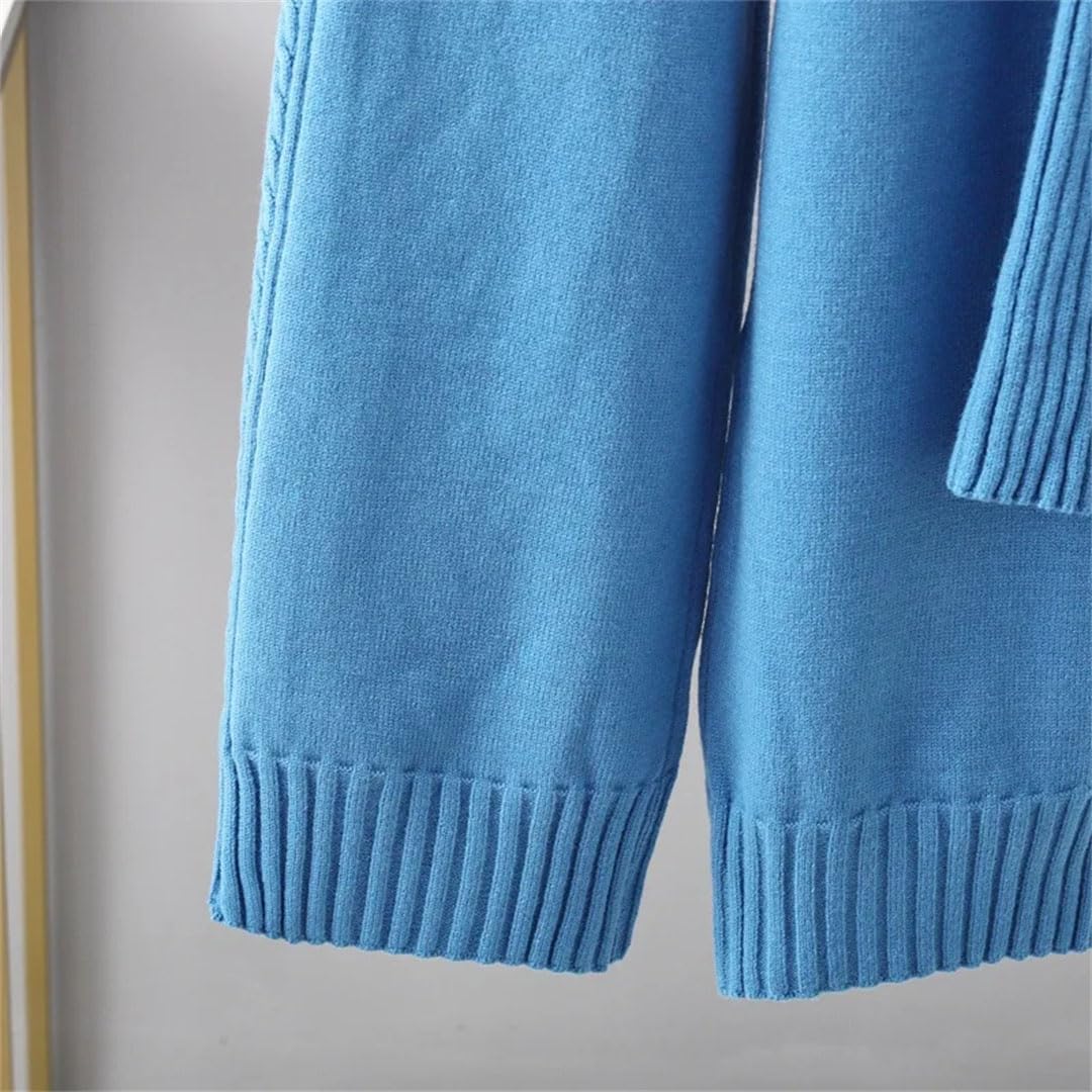 Tuta da donna lavorata a maglia, maglione a collo alto spesso, set da 2 pezzi, con coulisse, pantaloni harem