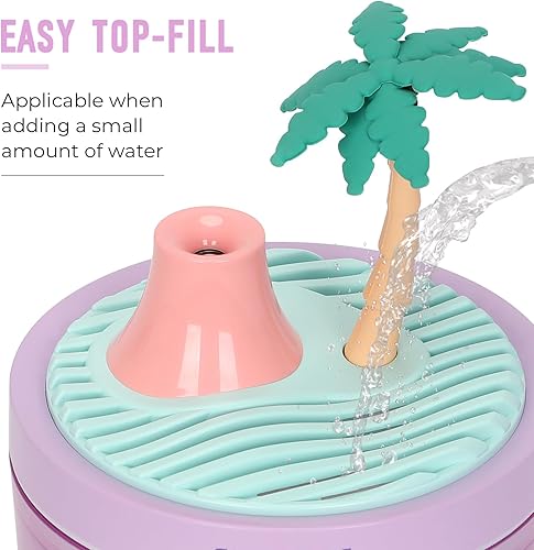 Miniatura 2 de Lindo mini humidificador, humidificadores de escritorio de árbol de coco de 12.2 onzas líquidas para dormitorio, humidificación portátil de niebla