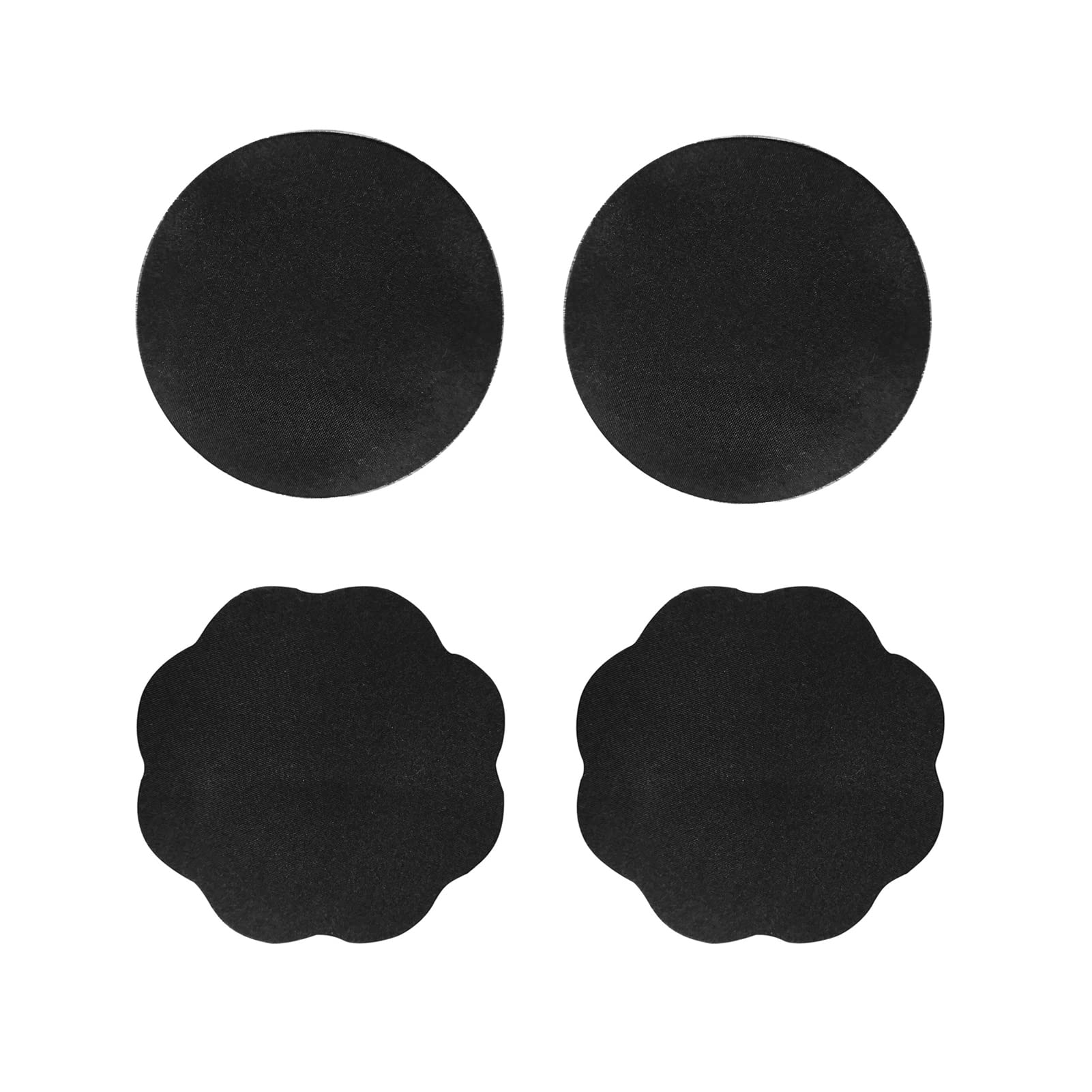 Meiyea Invisible Bra Nipple Covers - Reusable Silicone Petals with Adhesive, Soft Cloth Nipple Stickers for Backless Dresses, Round and Flower Breast Covers-Black
