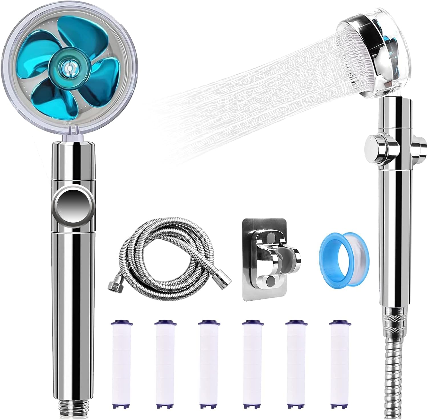 High Pressure Shower Head, Handheld Turbo Shower Head, 360°Rotating Jet