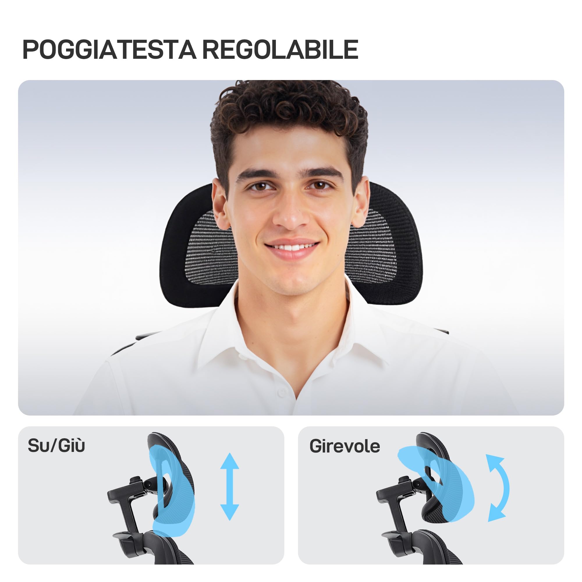 HOMCOM Sedia Ufficio Ergonomica Reclinabile con Poggiapiedi Girevole Nero