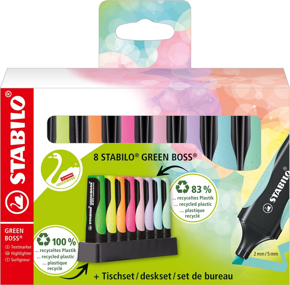 Markeerstift stabilo green boss bureauset 6070/8 | Set a 8 stuk | 5 stuks