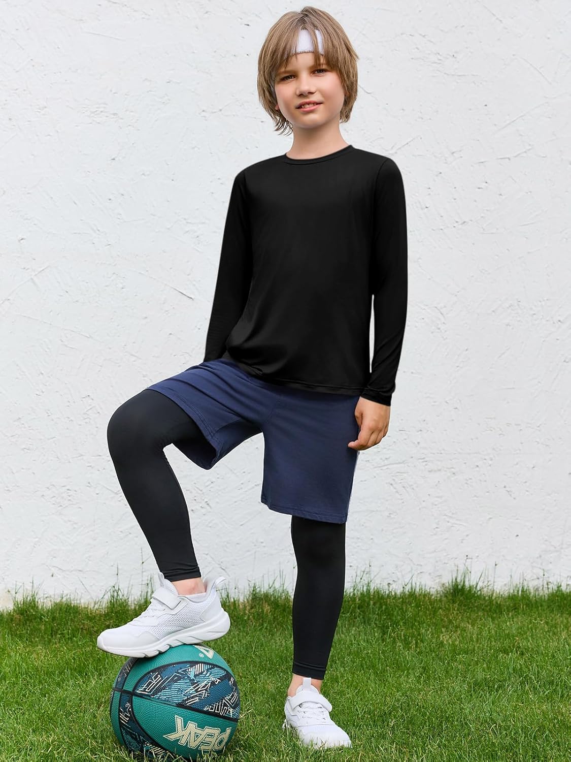 Haloumoning Boys Long Sleeve Athletic T-Shirts Kids Dry Fit UPF 50+ Neon Swim Shirts 5-14 Years - Image 4