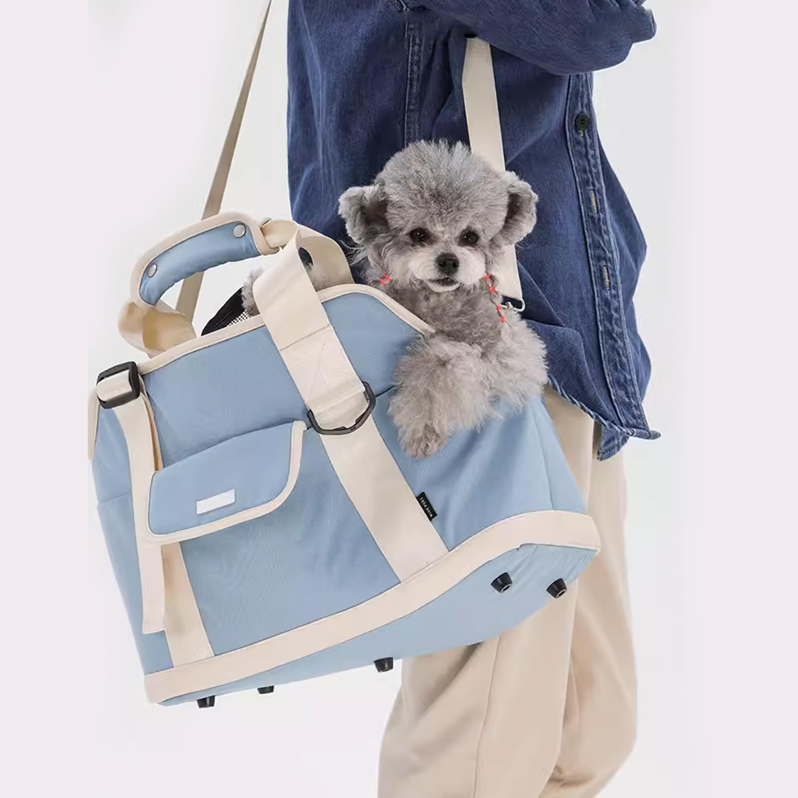 Trasportino per Cani E Gatti, Portatile Borsa Trasportino per Animali Domestici, Traspirante, Rasportino Morbido per Cani E Gatti, per Viaggi, Meno di 5Kg,Blu