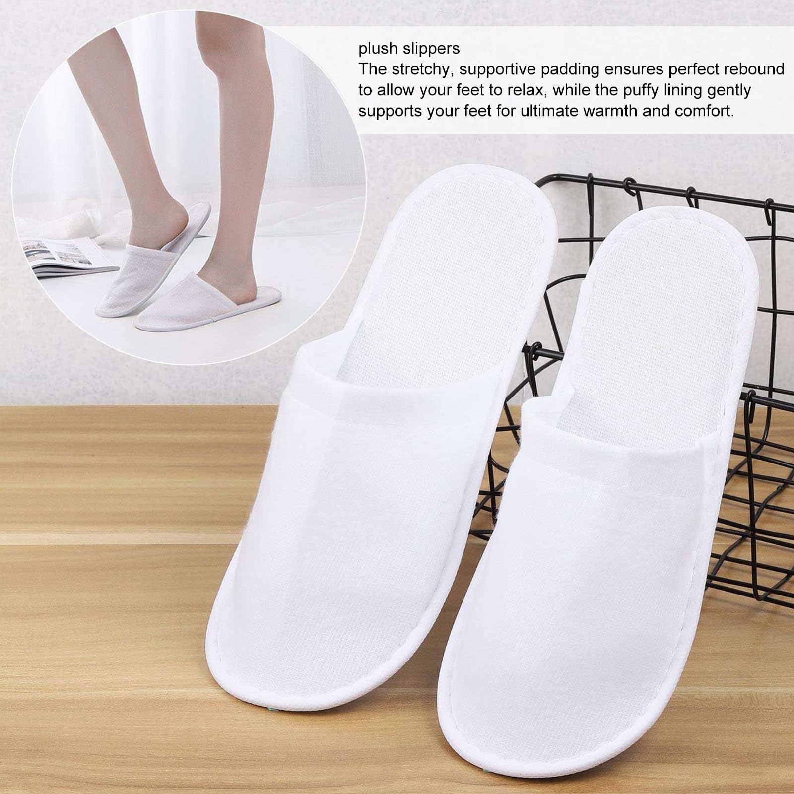 Bavooty Ciabatte Ospiti,Ciabatte da Viaggio,Pantofole Chiuse,Pantofole Ospiti,Monouso,Antiscivolo,Misura Universale,4 Paia
