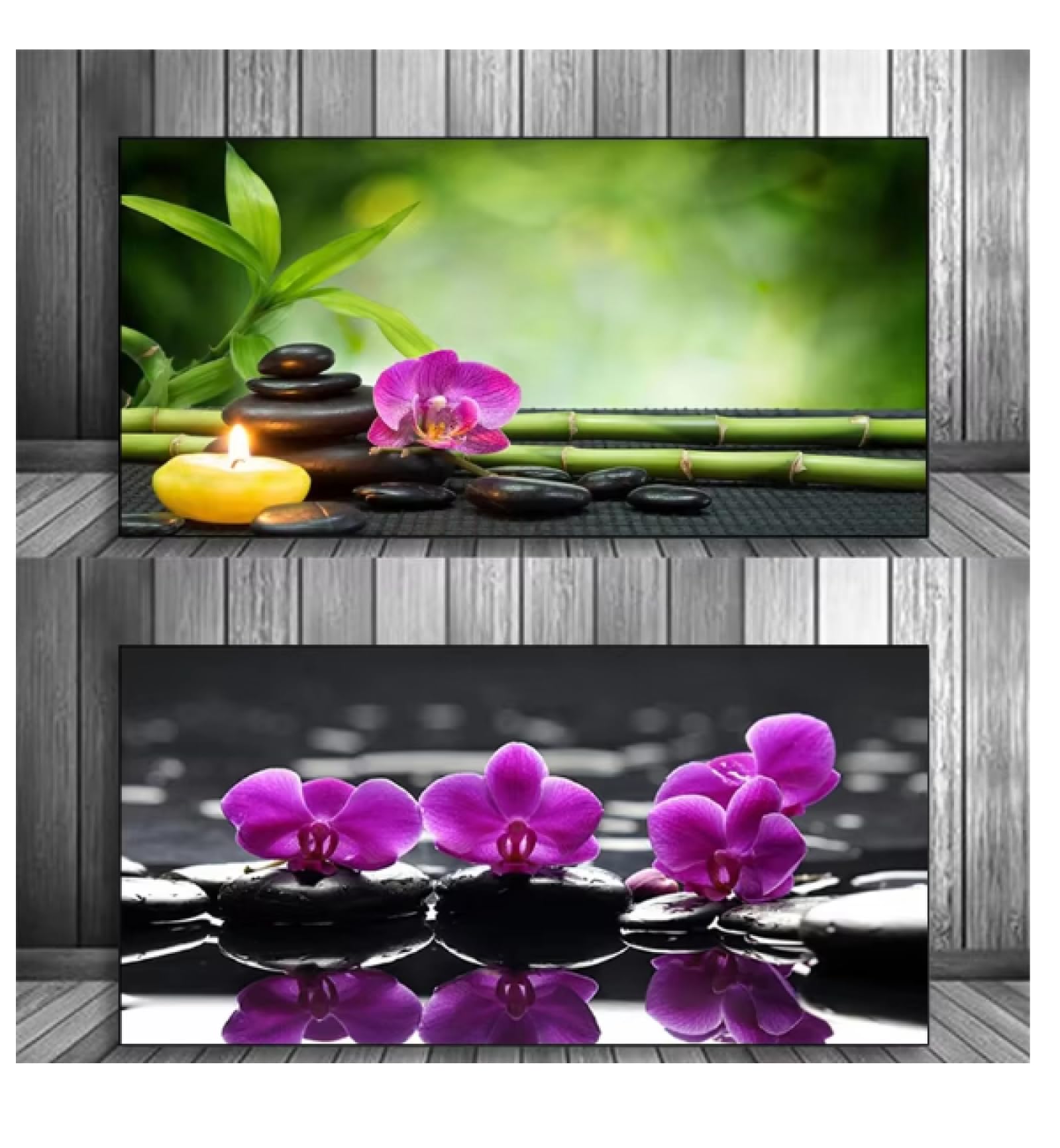 Toile Zen Salon : Éliminez le Stress avec une Déco Murale Spa Pierres Violettes - 5