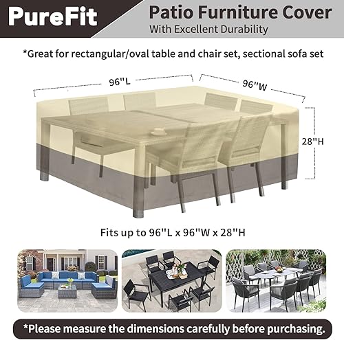 Miniatura 2 de PureFit Fundas para muebles de patio, funda impermeable para muebles de mesa de exterior, lona 650D, para muebles de exterior, césped, terraza y