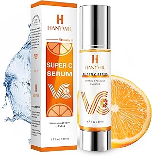 HANYWIL 20% Super Vitamin C Serum for Mature Skin, Targets Age Spot & Wrinkle Reduction with Hyaluronic Acid, Hydrating Anti-Age Serum 1.7fl oz
