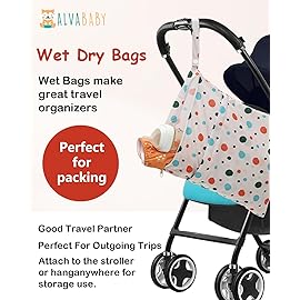 ALVABABY 3pcs Cloth Diaper Wet Dry Bags Waterproof Reusable with Two Zippered Pockets Travel Beach Pool Daycare Soiled Baby Items Yoga Gym Bag for Swimsuits or Wet Clothes 3L-ZM34