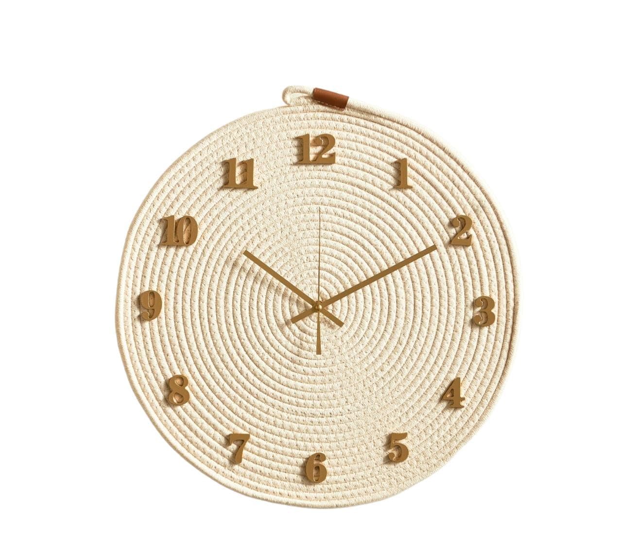 Unique White Wall Clock with Silent Sweep Technology,cotton and PU material and Elisa Wall Clock - 47 cm