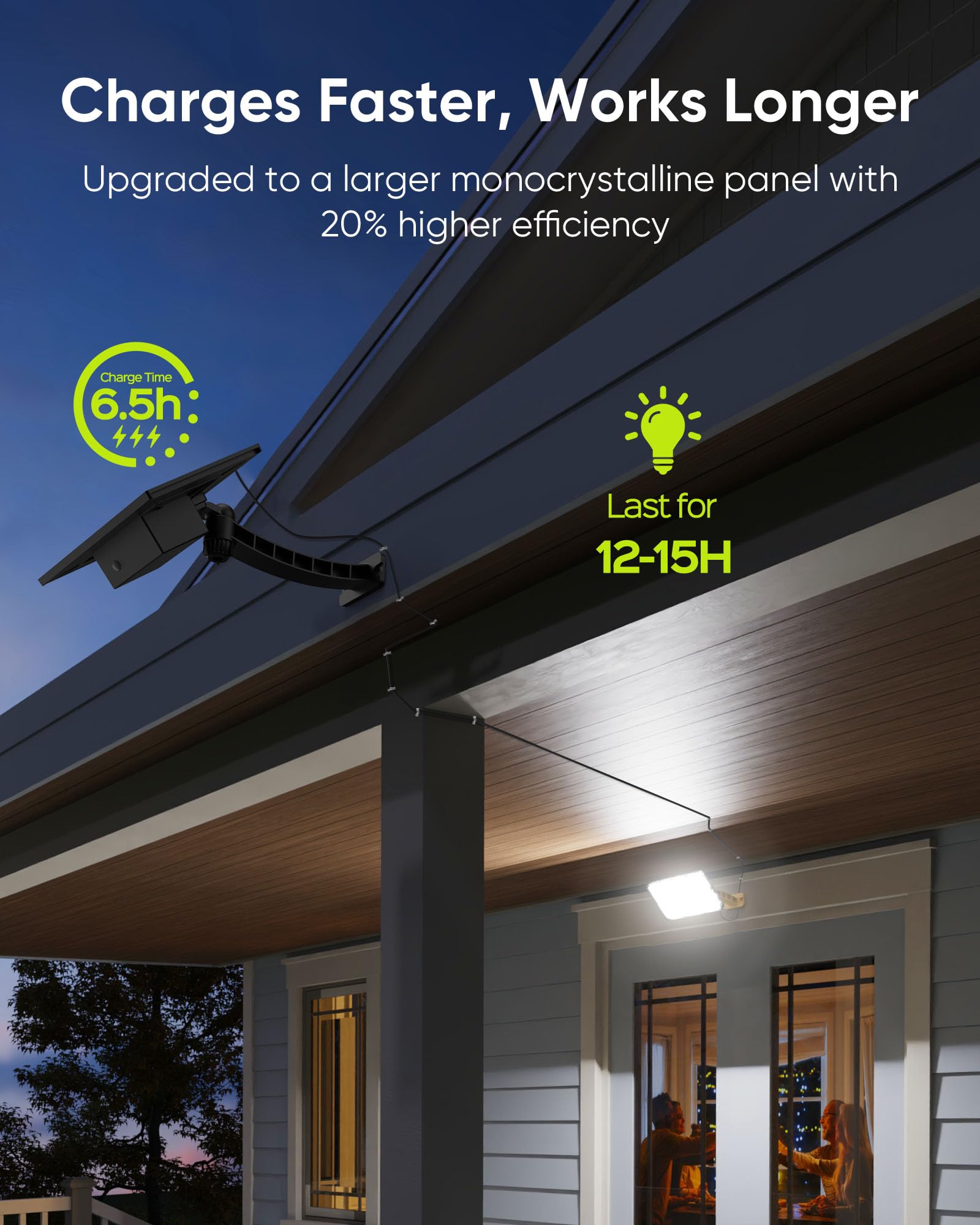 JACKYLED 1000 lúmenes, 299 luces LED solares para exteriores, luz solar brillante del atardecer al amanecer, IP65 impermeable al aire libre, luz de inundación de seguridad para pared, porche