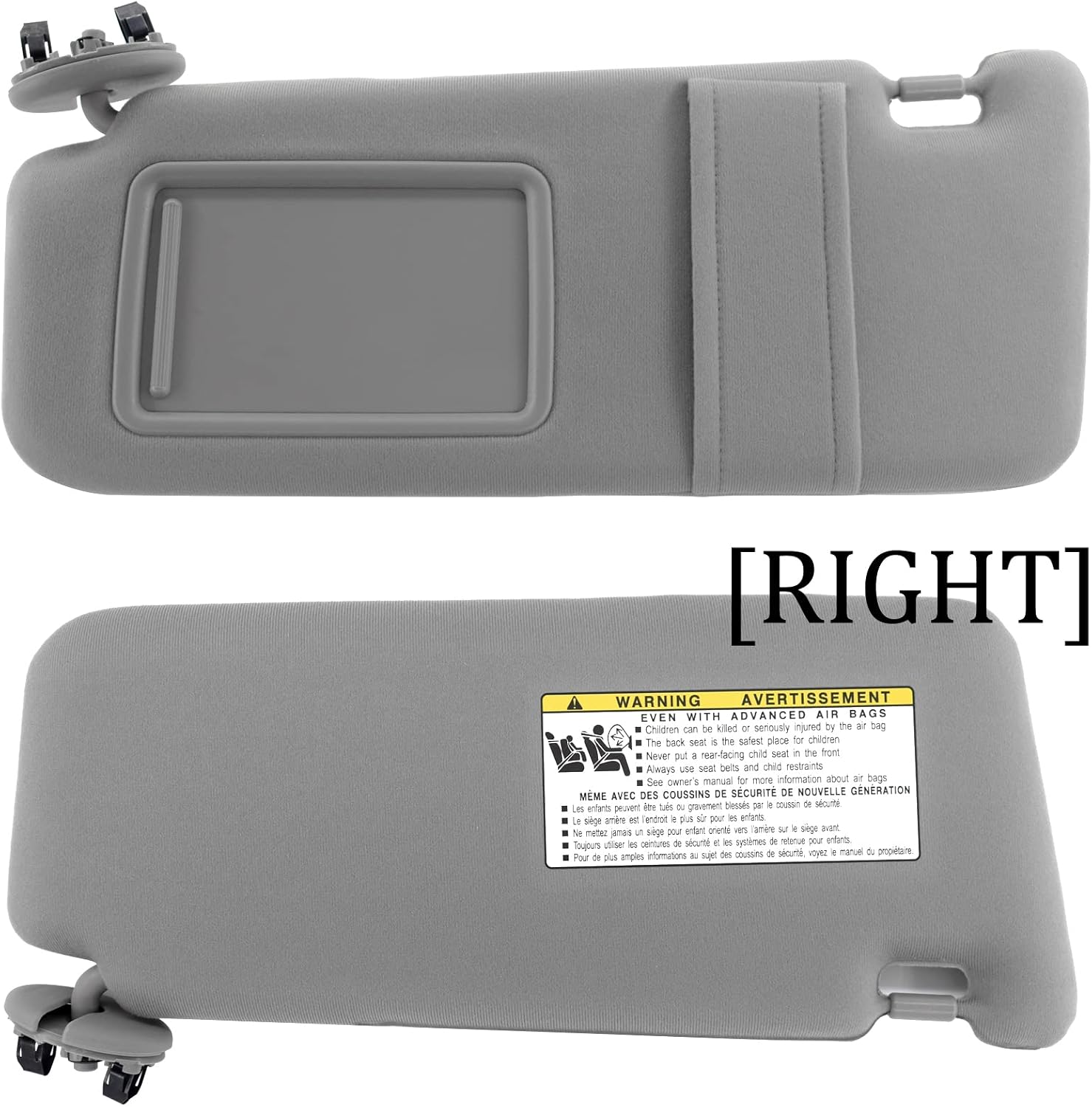 Left Driver Side Sun Visor for Toyota Camry 2007-2011,Gray Sun Visor for Toyota Camry Hybrid 2007-2011 7432006780B0 (Without sunroof or Vanity Light)