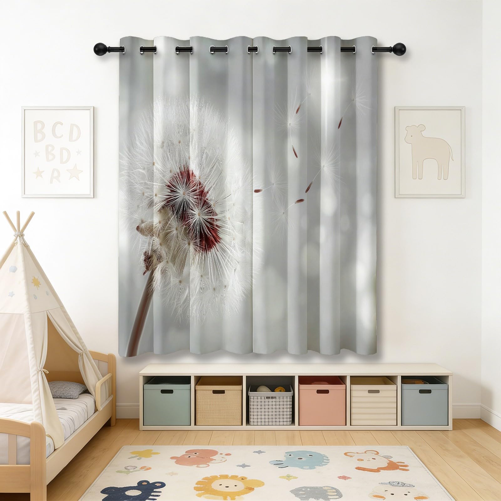 Verdunklungsvorhänge mit Ösen 2 Stück H 245 x B 100 cm, Pflanzen Blumen Samen Thermo Vorhänge, Traumhaft Minimalistisch Blickdicht Kälteschutz Vorhang für Wohnzimmer Kinderzimmer Schlafzimmer