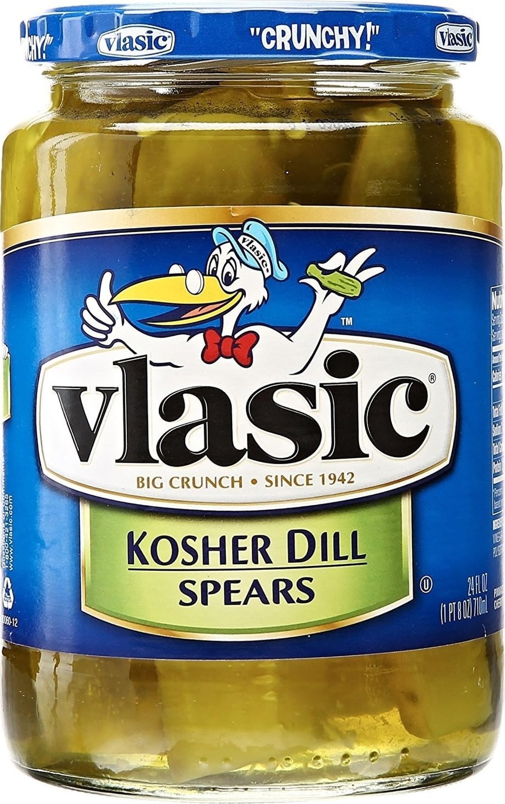 Vlasic Kosher Dill Pickle Spears, Keto Friendly Snacks and Toppings, 24 FL OZ Jar