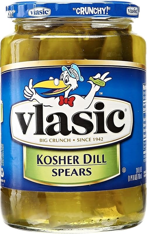 Vlasic Kosher Dill Pickle Spears, Keto Friendly Snacks and Toppings, 24 FL OZ Jar