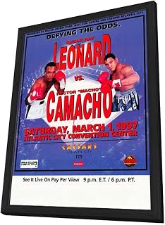 ArtFuzz Sugar Ray Leonard vs. Hector Camacho 11 x 17 Boxing Promo Poster - Style A - in Deluxe Black Aluminum Poster Changeable Frame