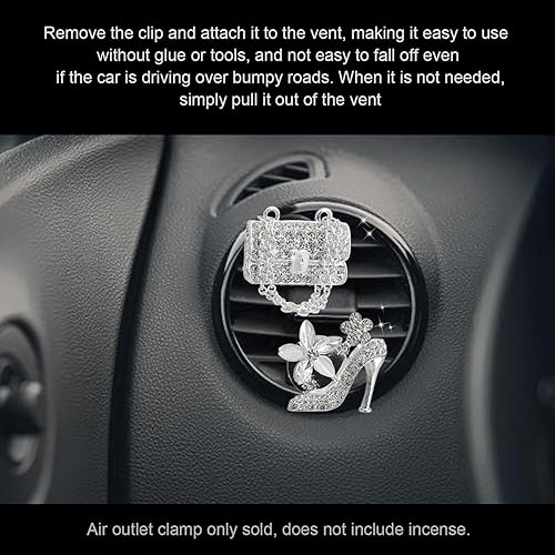 Miniatura 7 de 2 clips de ventilación de aire para automóvil, zapatos de tacón alto de cristal brillante y clips de cristal para bolsa mágica, clip de salida de