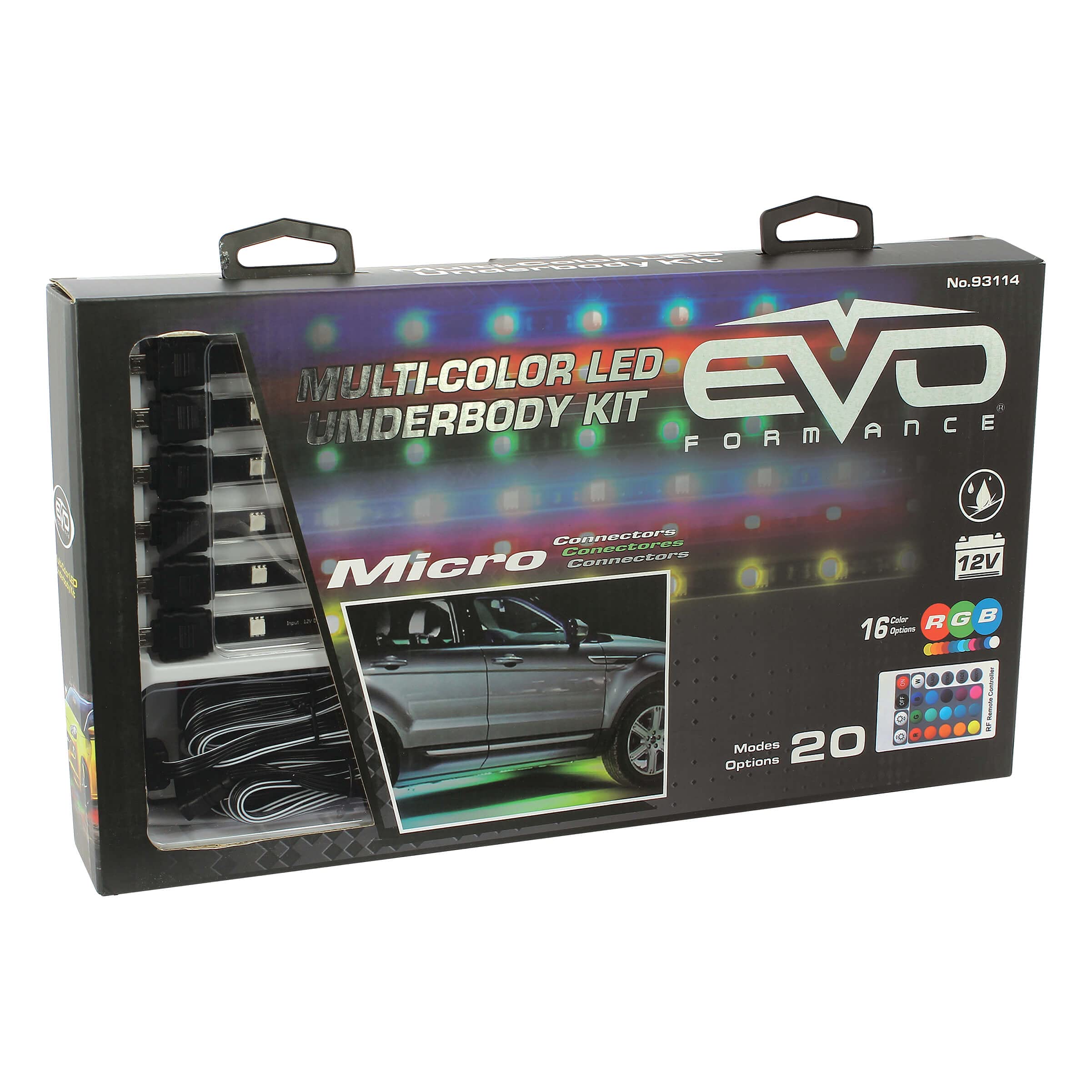 S SUMEX Kit LED Multicolor para Coche, Luces para Bajos de Coche Impermeable con 6 Tiras LED 30 cm Control Remoto Inalámbrico 20 Modos 16 colores RGB 12V DC IN estilo Neón