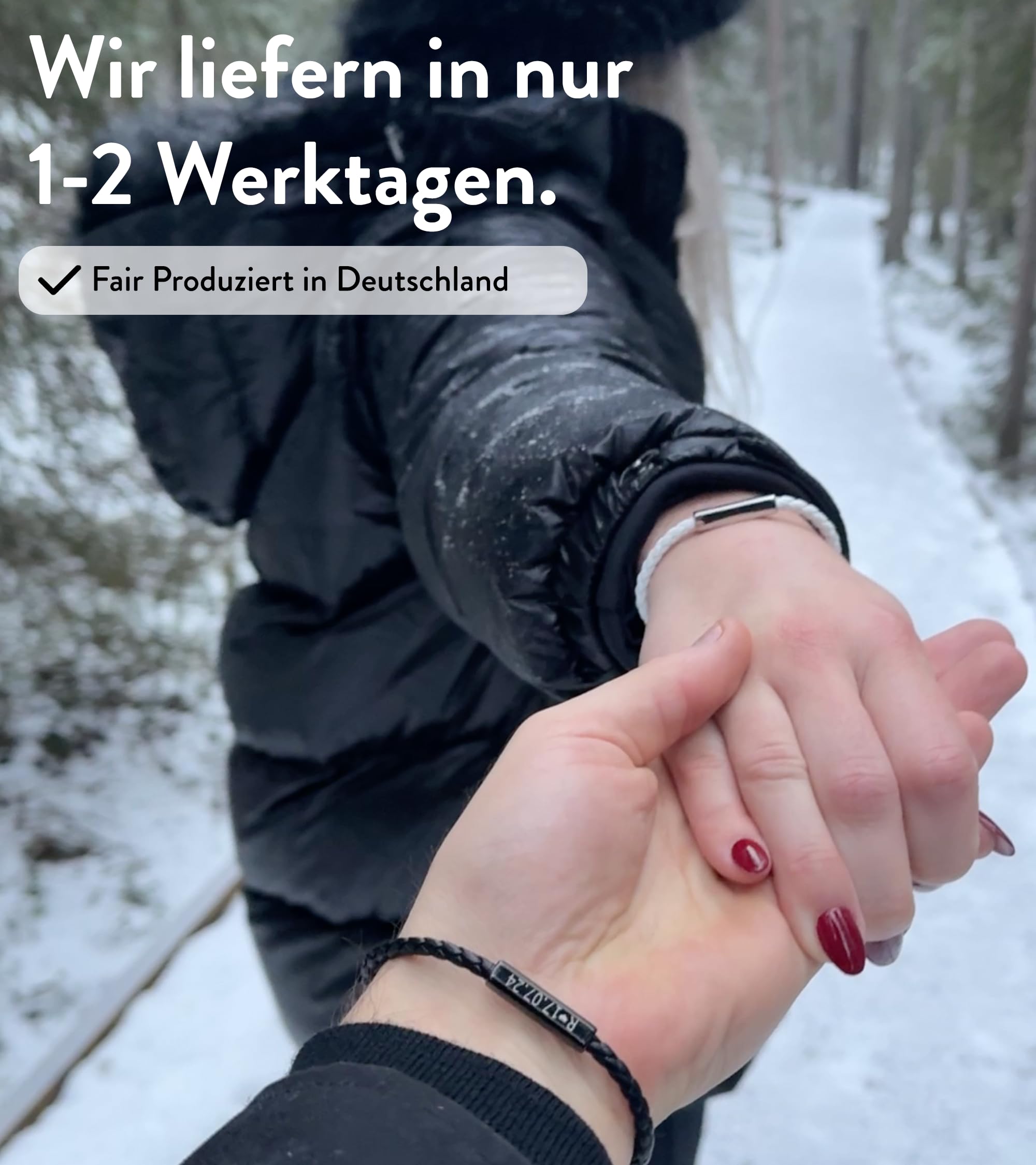 BAVELA Partnerarmbänder mit Gravur | Personalisierte Armbänder Magnetisch | Partnerarmband für Paare | Pärchen Armband | für Herren und Damen | Leder Armband mit Gravur
