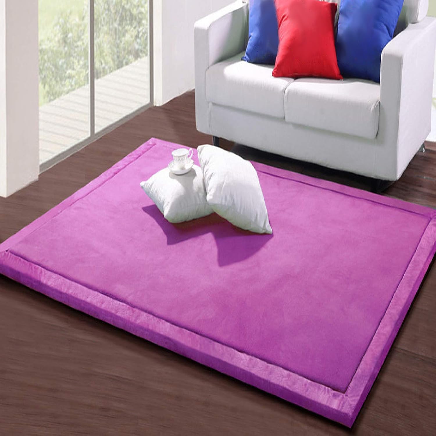 DSSHENGDS Coral Velvet Rug for Bedroom Dormitory Yoga,Home Decor for Living Room,Educational Classroom Nursery Bedroom Crawling Mat Non-slip Rug 2cm-C- 100 * 200cm