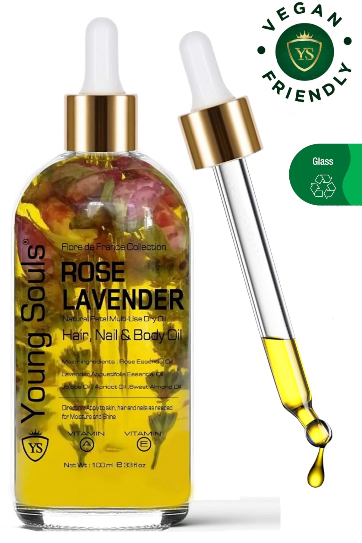 Young Souls Aromatherapy Rose Lavender Multi Use Oil Gül Lavanta Yüz Saç Tırnak & Vücut Bakım Kuru Yağ 100 ml