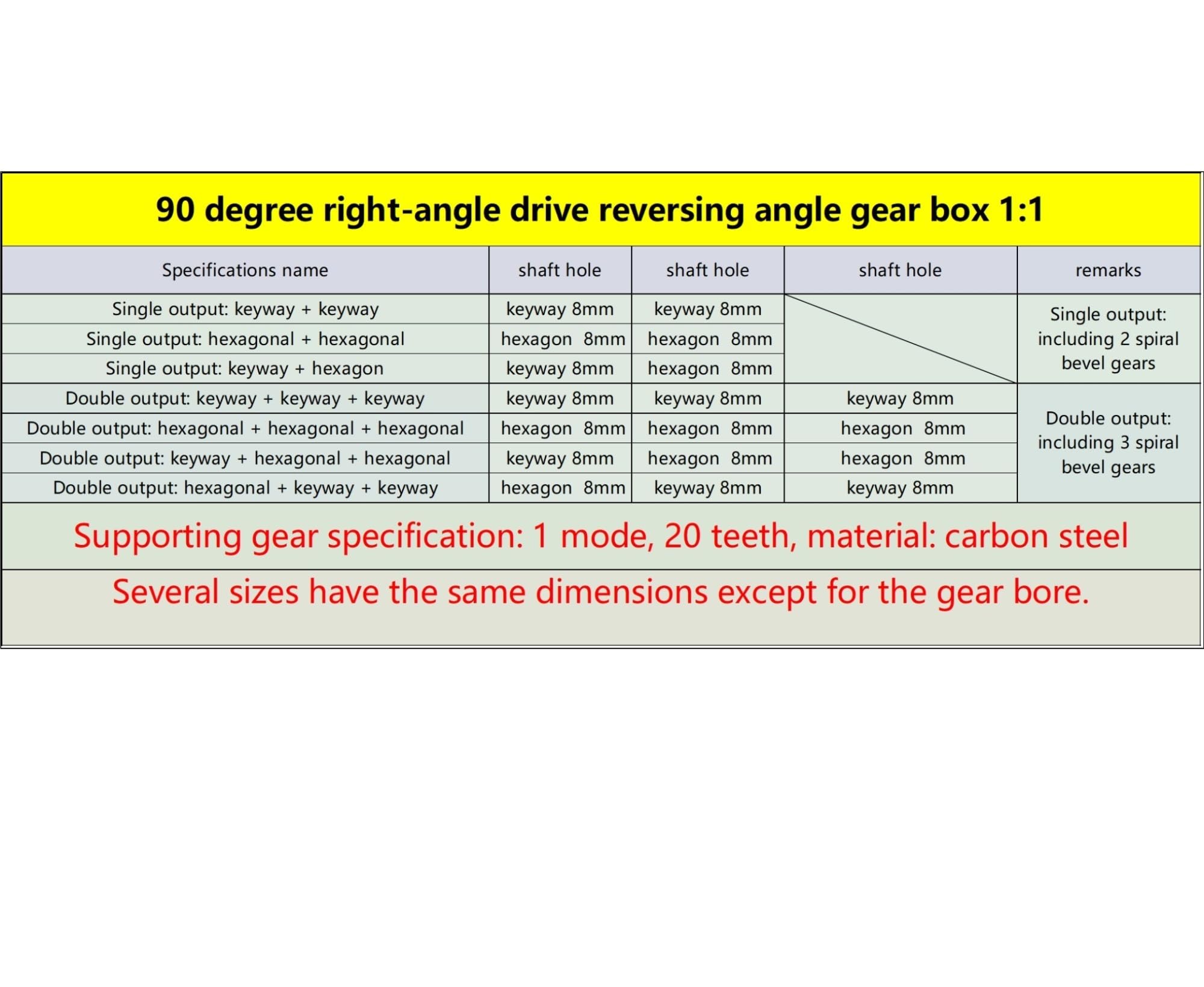 Mechanical Steering 1pcs 90 Degree Spiral Bevel Gear Reversing Gearbox 1:1 Ratio Single Output Shaft Gearbox 8mm Bore Reduction Gearbox Direction Transmission