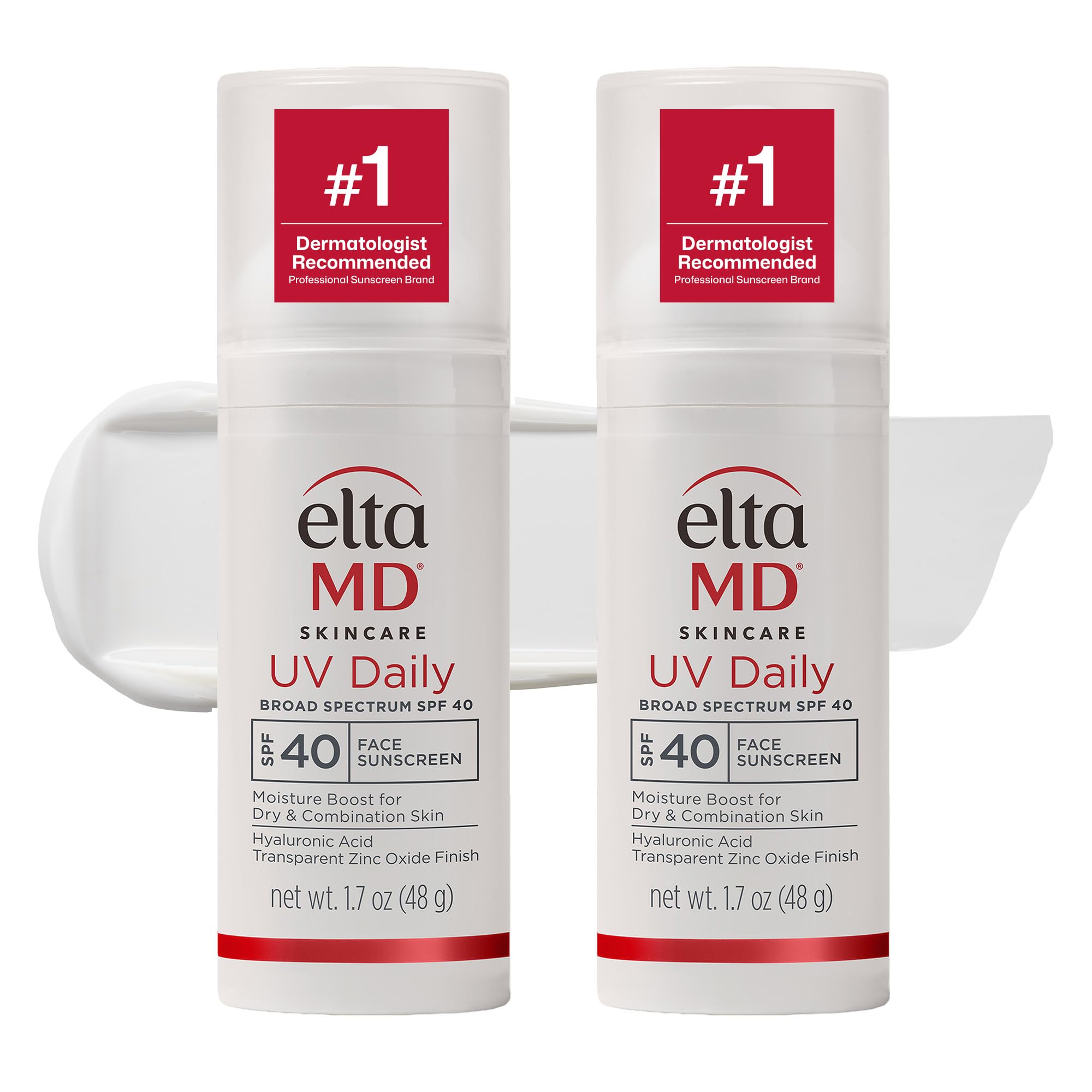 EltaMD UV Daily SPF 40 Face Sunscreen Moisturizer with Zinc Oxide, 3.4 oz (Pack of 2) | Hydrating Face Sunscreen for Dry Skin - main product image