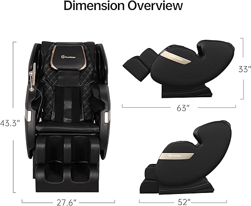 Miniatura 2 de Real Relax Sillón reclinable de doble núcleo S Track de cuerpo completo de gravedad cero con control de aplicación, color negro