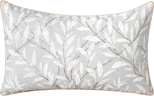 VOGOL Funda de cojín lumbar de 12 x 20 pulgadas, funda de cojín de granja con hojas grises, funda de cojín decorativa para el hogar para sofá, cama