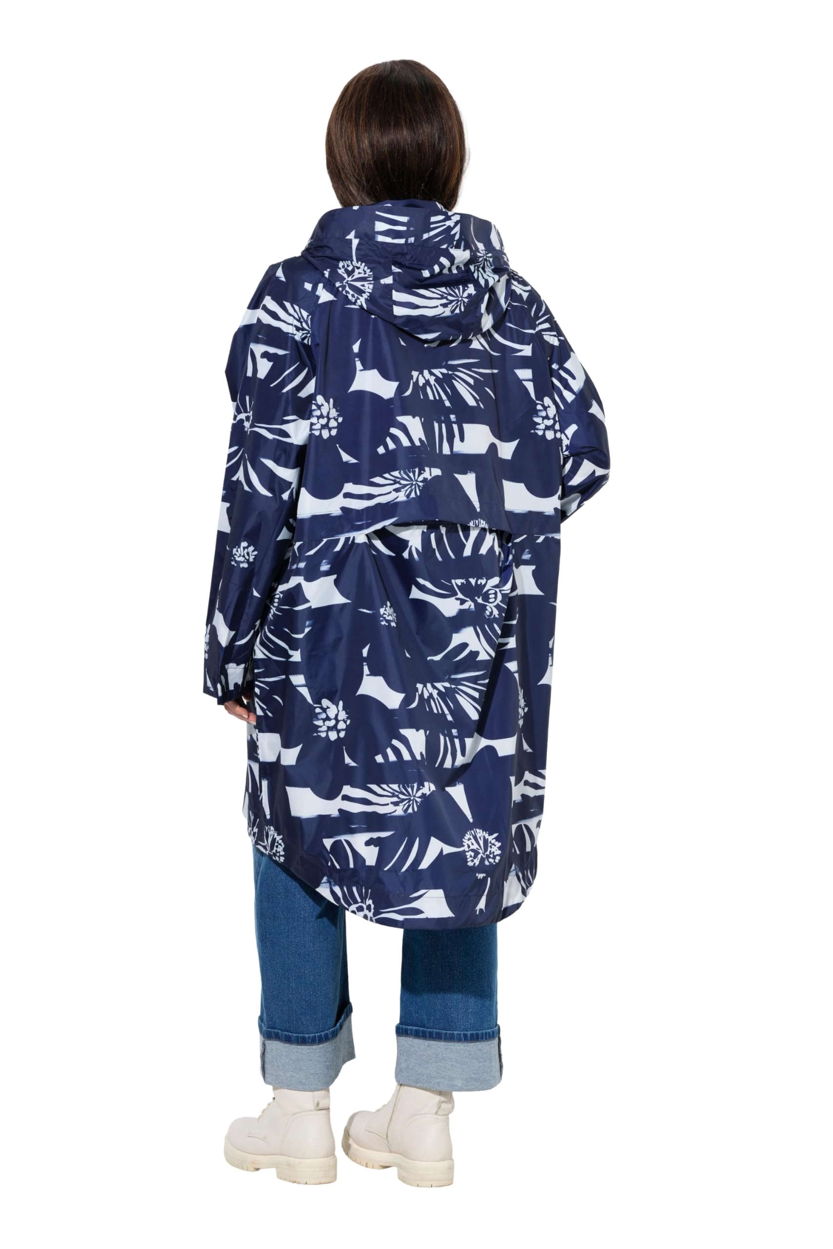 Ulla Popken Damen große Größen Übergrößen Plus Size HYPRAR Regenjacke, Streifen, wasserdicht, Kapuze 846919