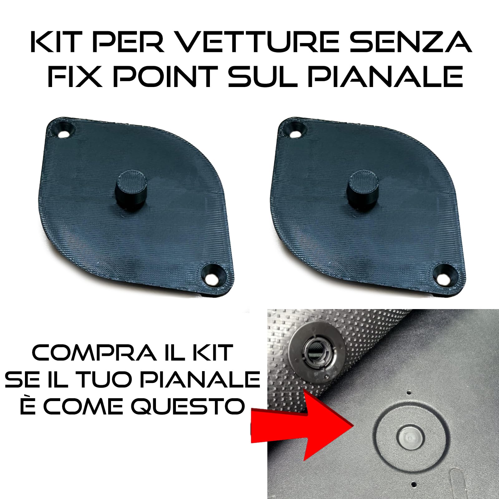SERIE 2 TAPPETI - TAPPETINI IN MOQUETTE NERI PER FIAT TOPOLINO DAL 2023 IN POI (Tappeti + Kit Agganci)