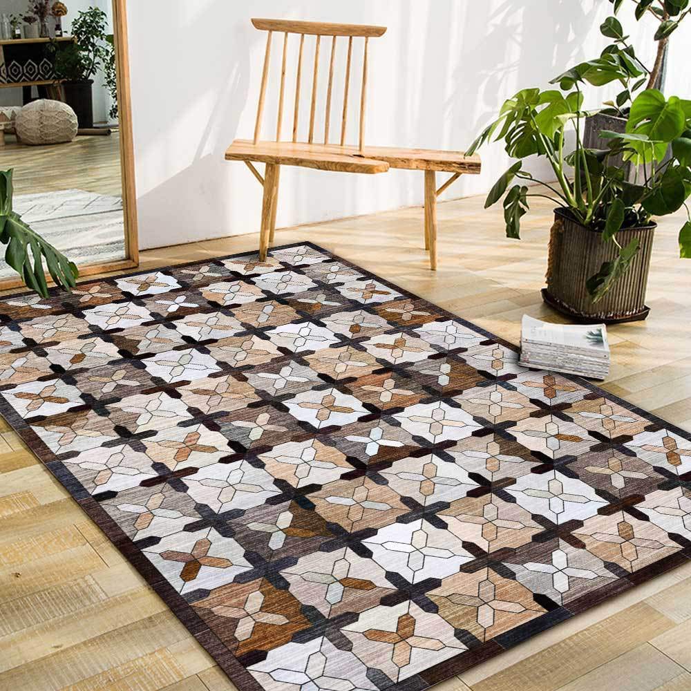 Vloerkleed Zacht Laagpolig Tapijt, 180 x 200 cm,kleurrijke geometrie, Voor Slaapkamer Woonkamer Bar, Art Room, Exhibition Hall, Study Room Decorations