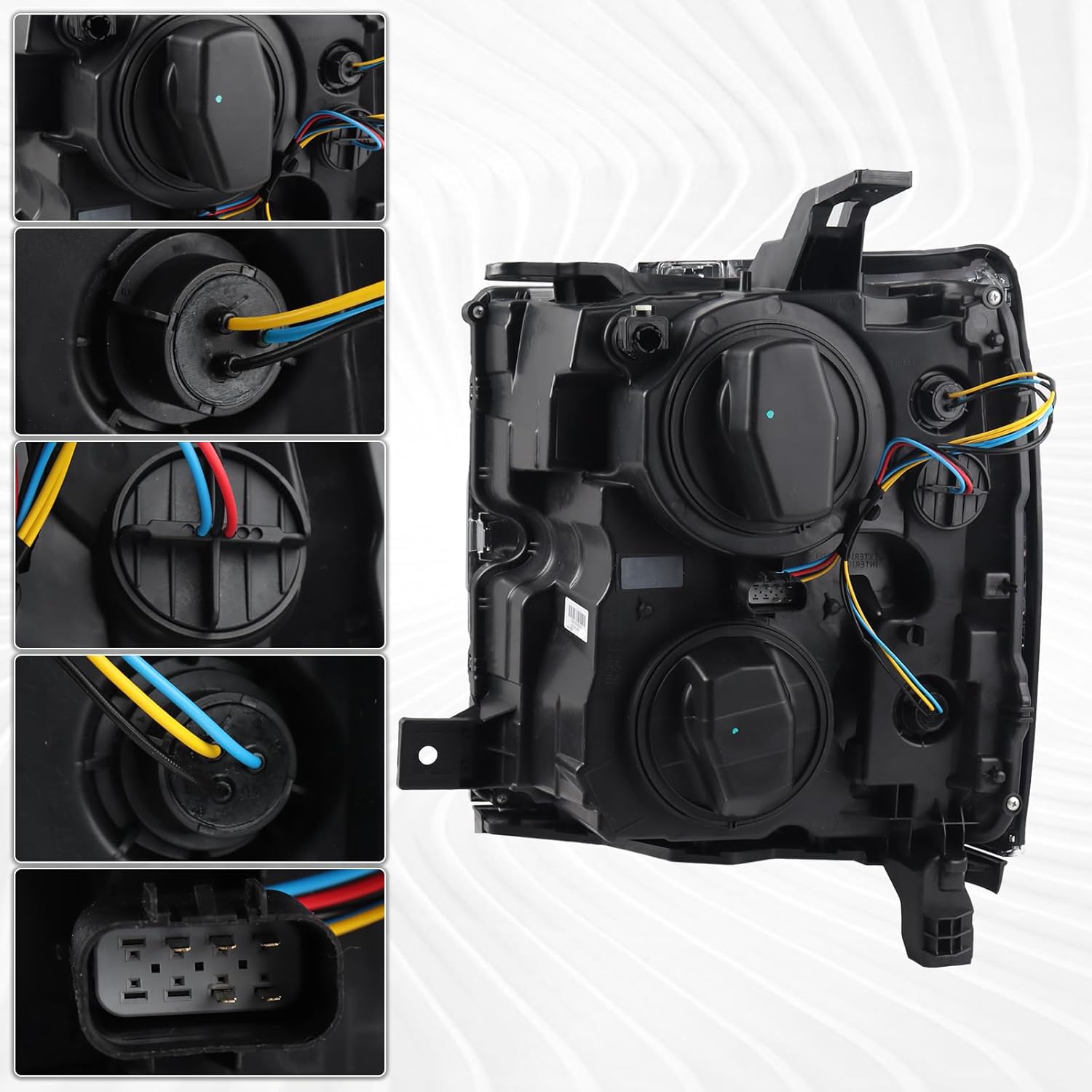 Duolctarms Chrome Projector Headlight Headlamp Assembly Compatible for 2015-2019 Chevy Silverado 2500HD 3500HD Right Passenger Side GM2503416