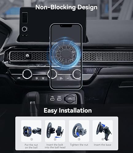 Miniatura 4 de BEHAVE Compatible con soporte de coche Magsafe con Honda Civic 2022-2024 de 11 generación, potente soporte magnético para teléfono para ventilación